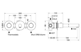 Смеситель встраиваемый для раковины Timo Saona 2382/17SM с термостатом золото матовое